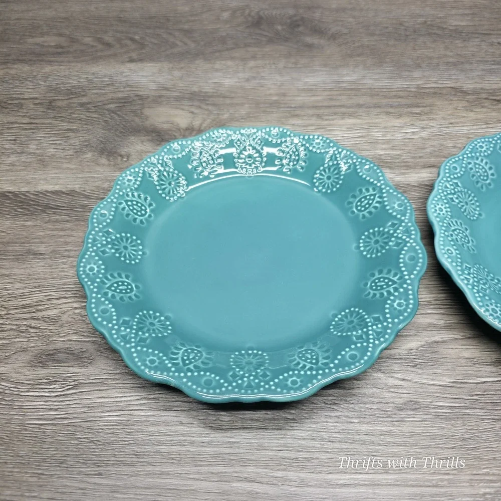 Pioneer‎ Woman Lace Cowgirl Stoneware - Teal - Two Replacement 8.5